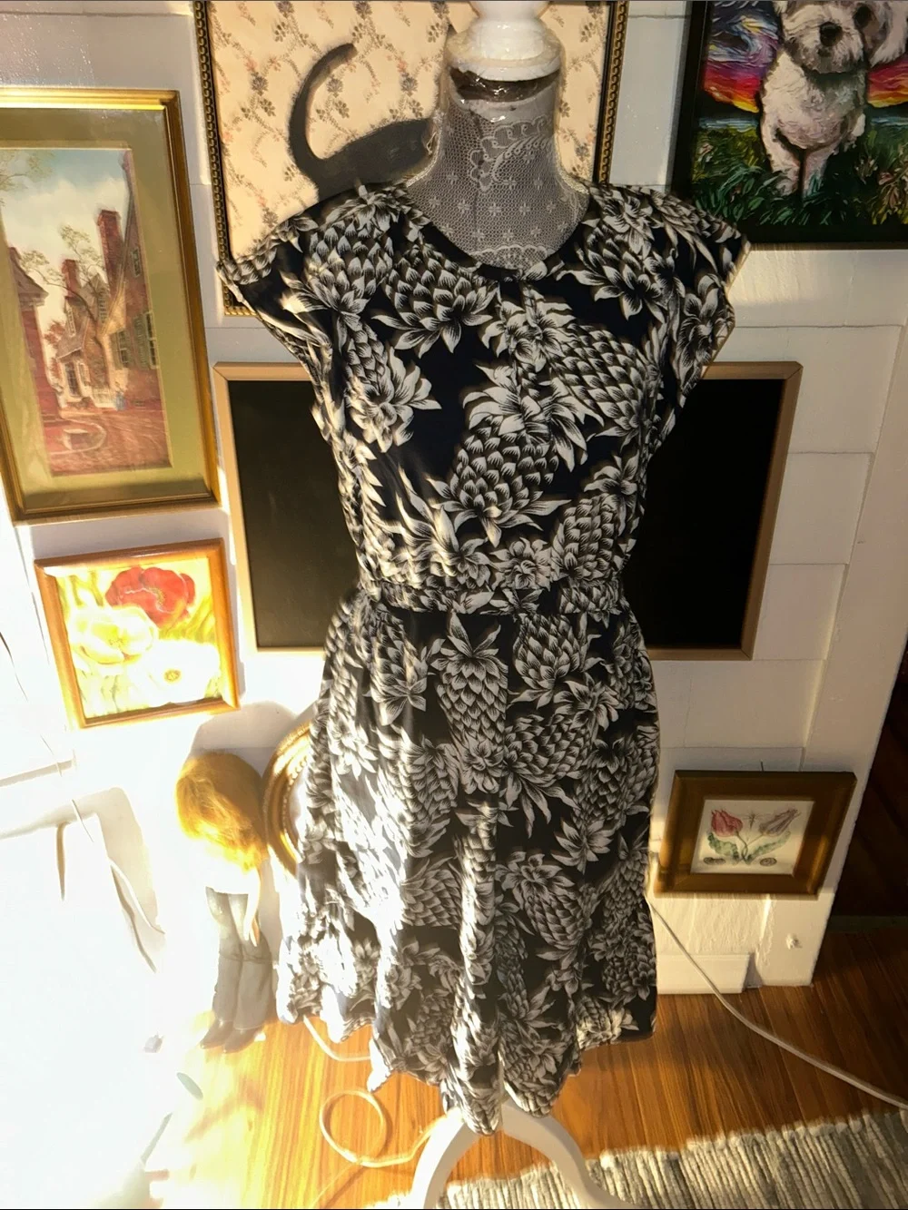 J. Crew Black & White Floral Midi Dress